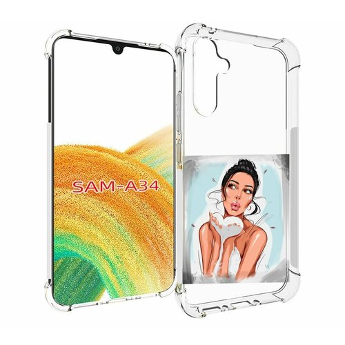 Чехол MyPads девушка-с-пеной женский для Samsung Galaxy A34 задняя-панель-накладка-бампер