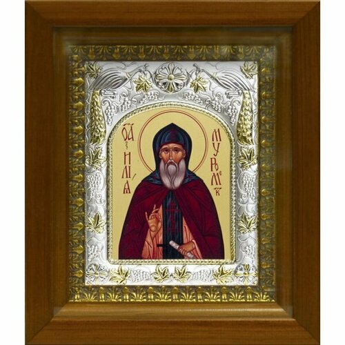 Икона Илия (Илья) Муромец, 14x18 см, в деревянном киоте 20х24 см, арт вк-471