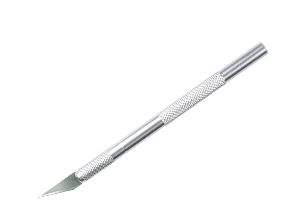 Нож-скальпель канцелярский MyPads A157-050, 6 лезвий, серый металлик для работы по бумаге