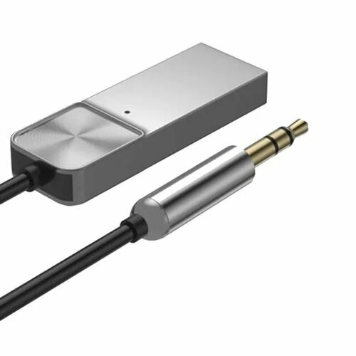 Bluetooth адаптер в машину с разъемом AUX, ESSENGER, беспроводной аудио ресивер, блютуз адаптер в автомобиль, аукс для машины, серебристый серый