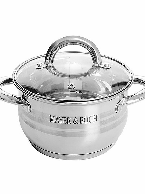 фото Кастрюля с крышкой индукция Mayer&Boch, стальная, 2л