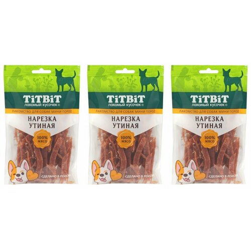 Titbit Лакомство для собак мини пород, Нарезка утиная, 70 г, 3 шт