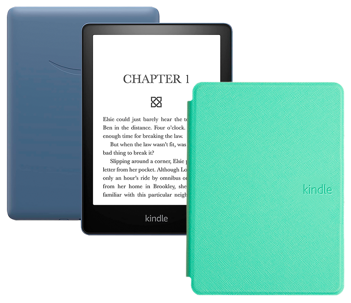 Электронная книга Amazon Kindle PaperWhite 2021 16Gb black Ad-Supported Denim с обложкой ReaderONE PaperWhite 2021 Light Green