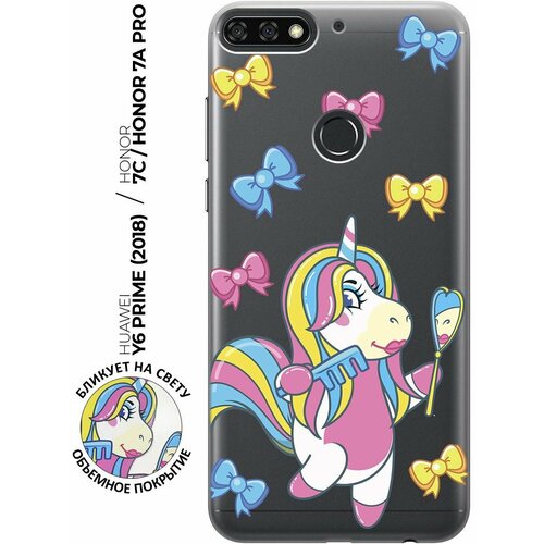 Силиконовый чехол с принтом Lady Unicorn для Honor 7C / 7A Pro / Huawei Y6 Prime (2018) / Хуавей У6 Прайм 2018 / Хонор 7А Про / 7С силиконовый чехол с принтом locked для honor 7c 7a pro huawei y6 prime 2018 хуавей у6 прайм 2018 хонор 7а про 7с