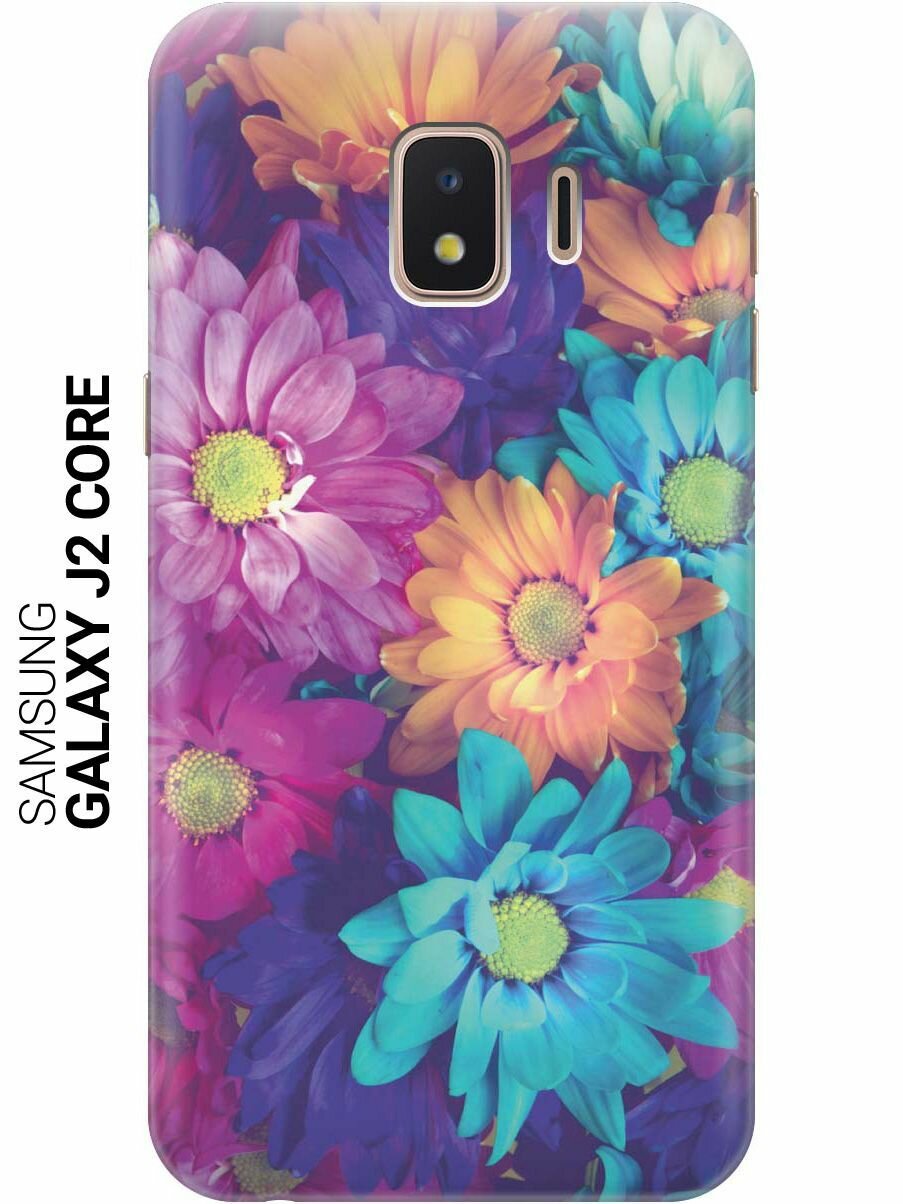 Ультратонкий силиконовый чехол-накладка для Samsung Galaxy J2 Core с принтом "Много цветов"