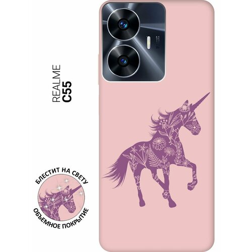 Силиконовый чехол на Realme C55, Рилми С55 Silky Touch Premium с принтом Floral Unicorn розовый силиконовый чехол на realme 8i рилми 8 ай silky touch premium с принтом floral unicorn светло розовый