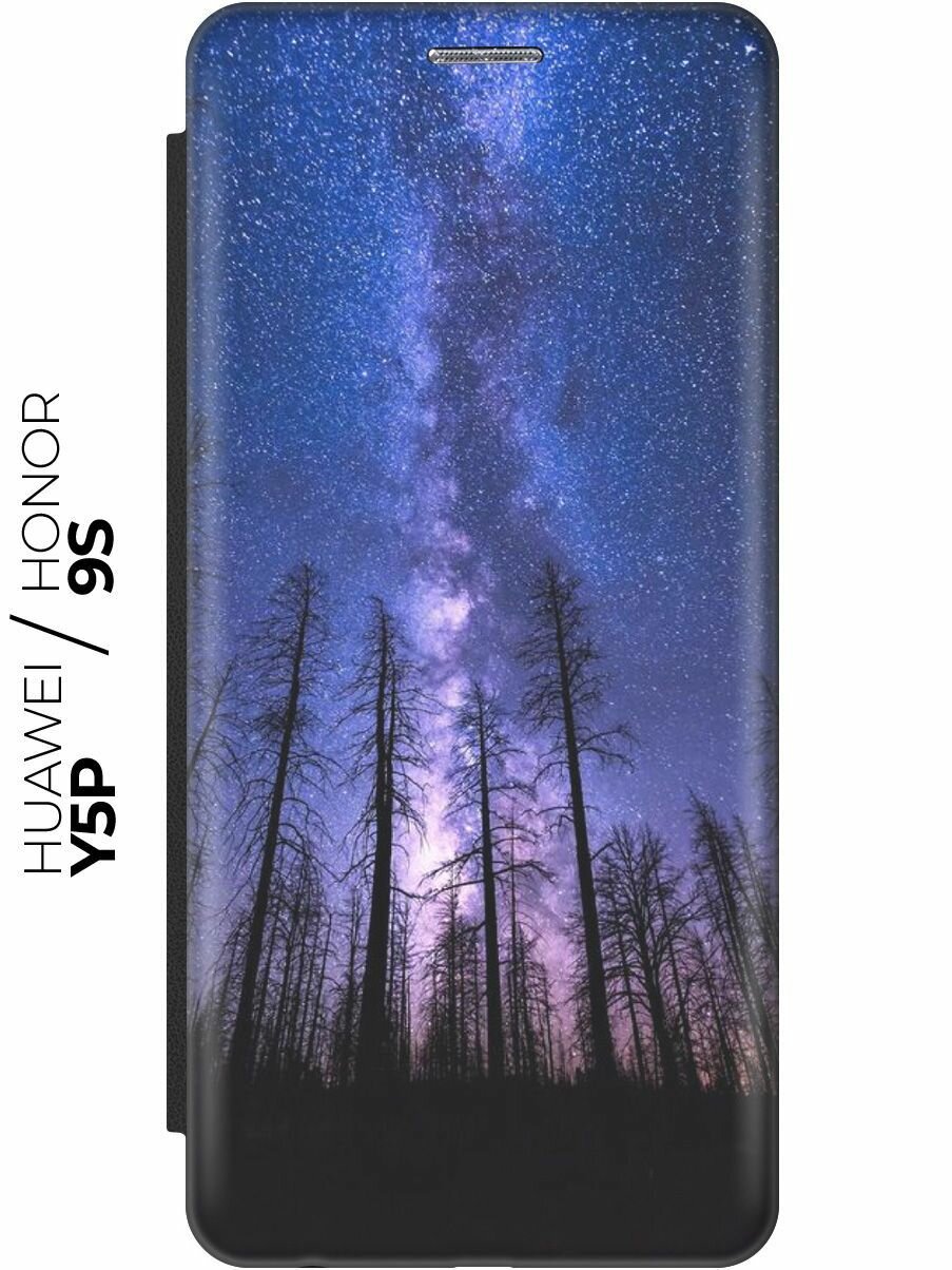 Чехол-книжка Ночной лес и звездное небо на Honor 9S / Huawei Y5P / Хуавей У5Р / Хонор 9с черный