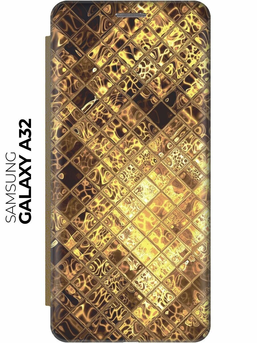 Чехол-книжка Янтарные соты на Samsung Galaxy A32 / Самсунг А32 золотой