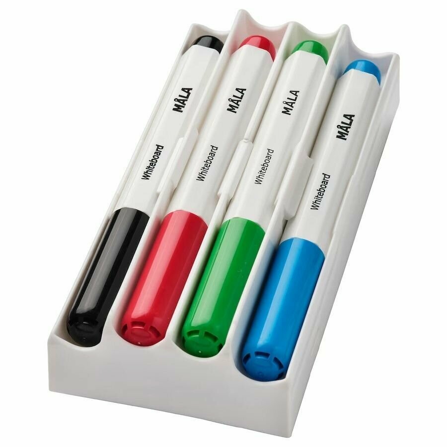 Набор маркеров с губкой IKEA мола для доски. 4 разноцветных маркера + губка. Икеа MALA