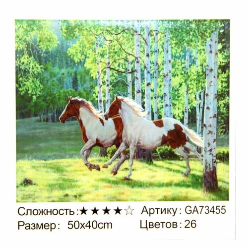 фото Алмазная мозаика ilikegift лошади полная выкладка на подрамнике 40х50 см ga73455