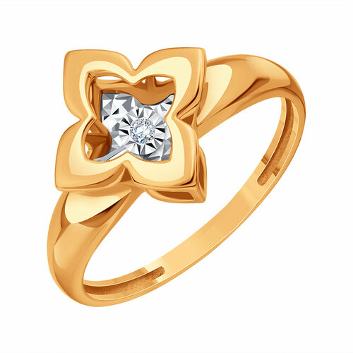 фото Кольцо diamant online, золото, 585 проба, бриллиант, размер 17.5, прозрачный