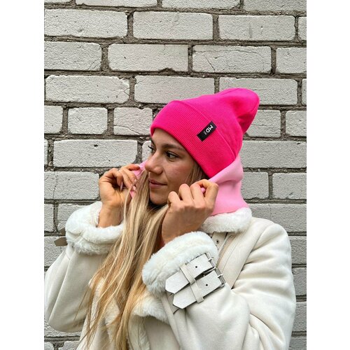 фото Шапка бини muscles design lab модная и практичная шапка, размер универсальный, фуксия
