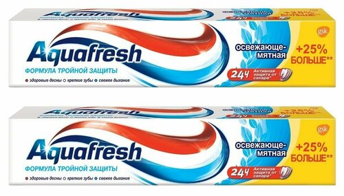 Aquafresh Освежающая мятная зубная паста Total Care, синяя, 125 мл, 2 шт