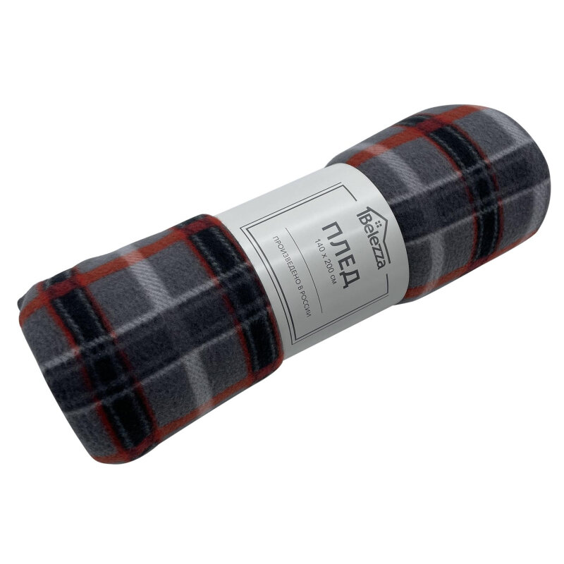 фото Комплект 3 штук, Плед флисовый Sherlock 140х200см, пл.150гр/м2, серо-красный (6153473)