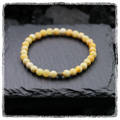 Браслет-нить DREVO Небольшой браслетик из натурального янтаря 4,51 гр., серебро, 925 проба, золочение, янтарь, длина 17.5 см.