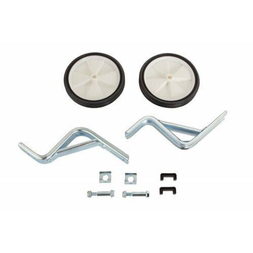 фото Колеса боковые для детских велосипедов m-wave 00-170401, на 12-20" с крепежом, пластиковые, 107мм, белые