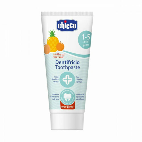 Детская зубная паста CHICCO c фтором, с фруктовым вкусом 1-5 лет