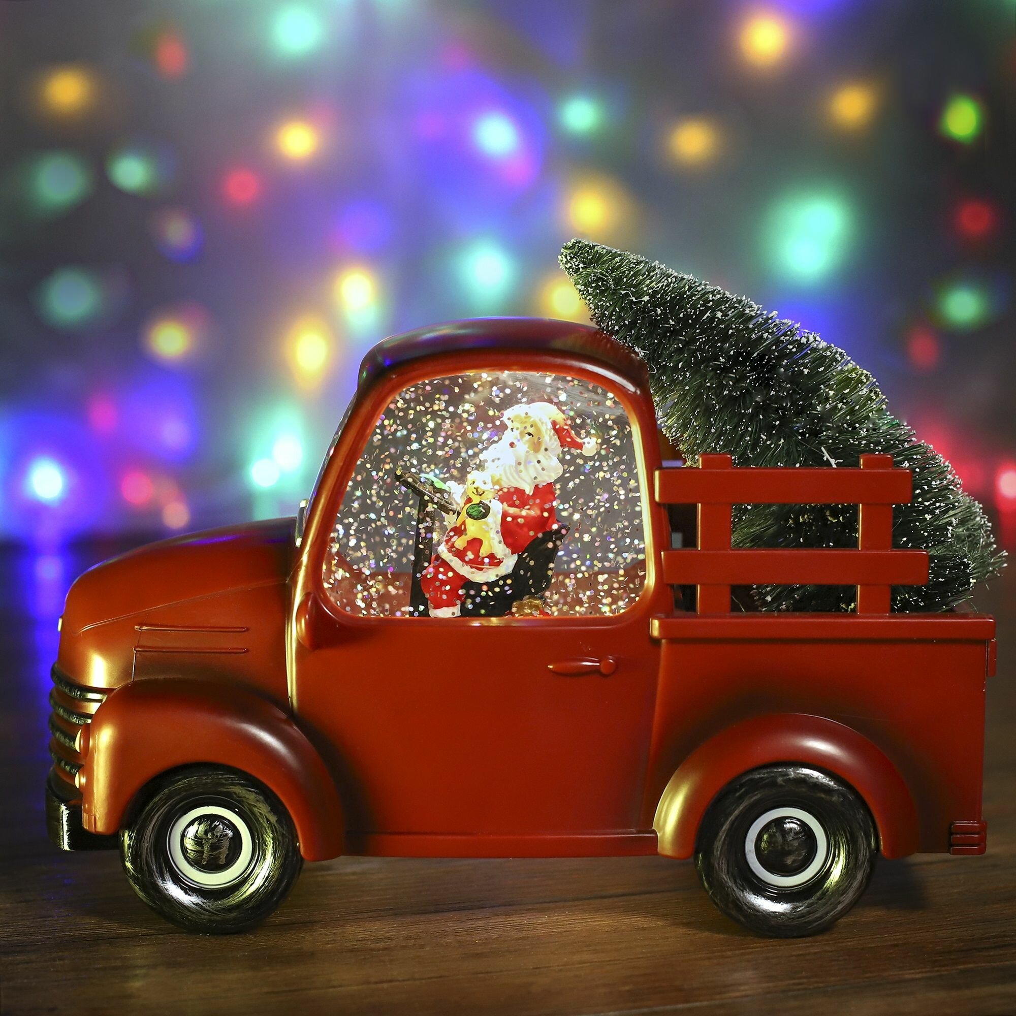 фото Новогодний фонарь с подсветкой со снегом, Декоративный фонарь, Светильник, 25 см