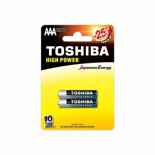 AAA (LR03) Toshiba, 1.5V, alkaline, упаковка 2шт.