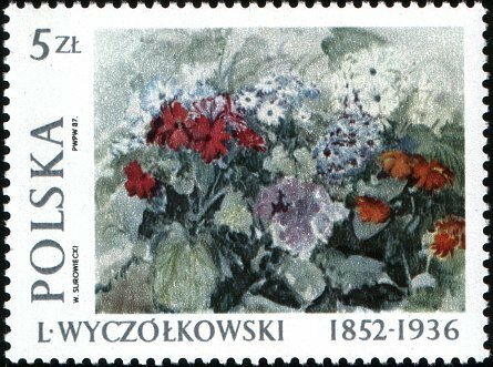 (1987-007) Марка Польша "Цветы Цинерарии" Картины Леона Вычольковского III Θ
