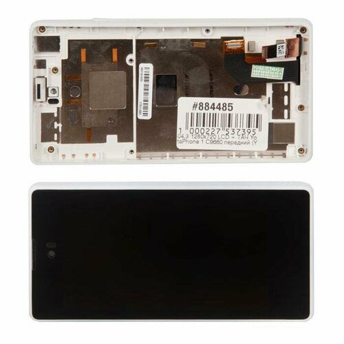 Матрица и тачскрин в сборе 04,3 1280x720 LСD + ТАЧ YotaPhone 1 C9660 передний (YT0124010, YT014F02) черный с белой рамкой