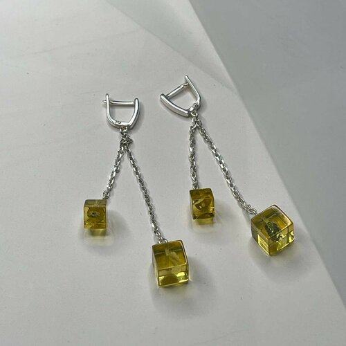 Серьги Балтийское золото серебро 925 проба янтарь 3340₽