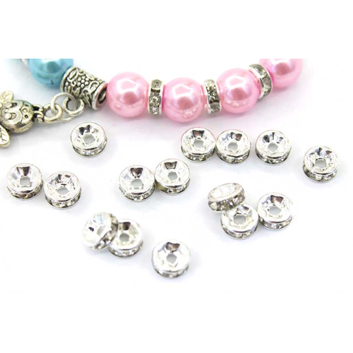 Бусины разделители /Рондели со стразами / 6 мм, 20 штук