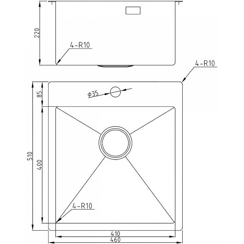 Мойка для кухни MILACIO Denia 46 Steel (MC.77478) золото - фотография № 5