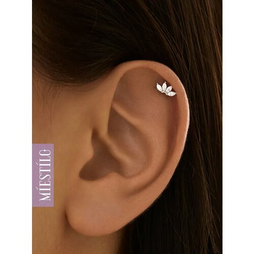 Пирсинг в нос MIESTILO серебро 925 проба родирование фианит средний вес 038 гр серебристый 1604₽