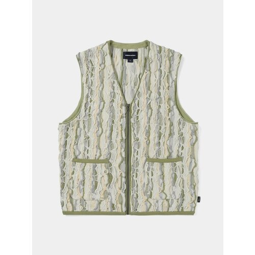 фото Жилет thisisneverthat 3d cable vest, размер xl, зеленый, бежевый