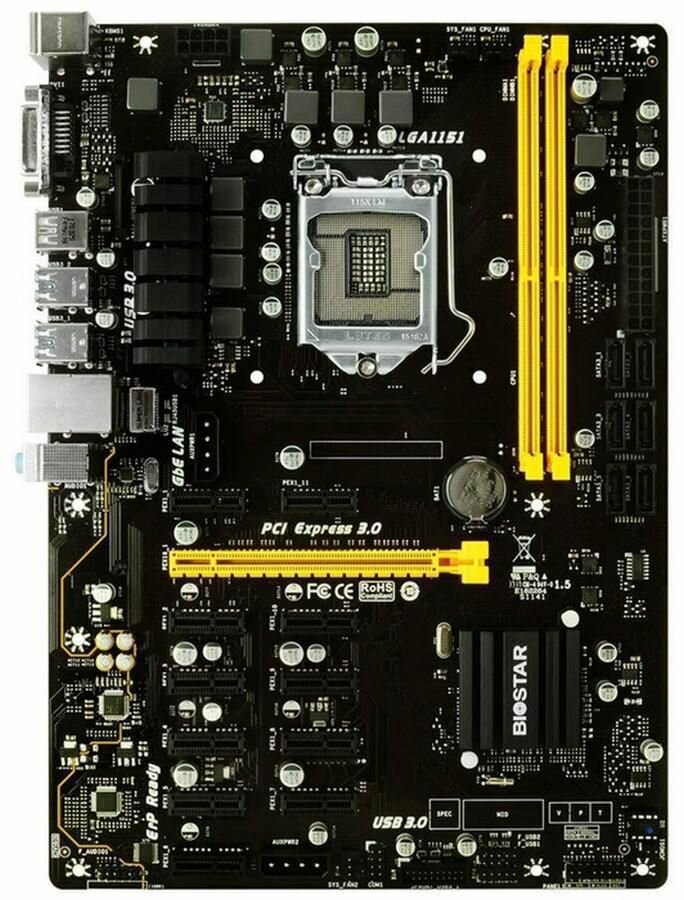 Комплект для майнинга Материнская плата BIOSTAR TB250-BTC Pro+процессор G1820