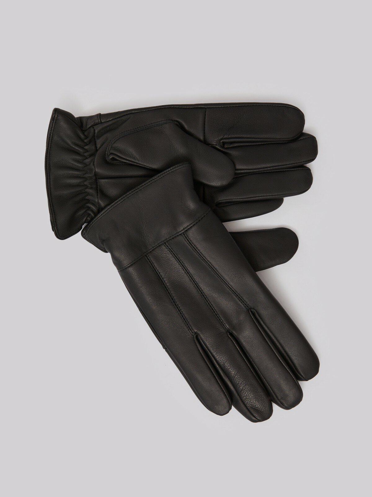 фото Утеплённые кожаные перчатки, цвет черный, размер L 014339662035