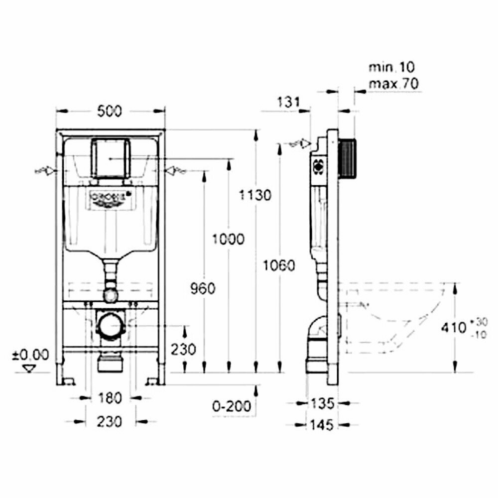 Инсталляция Grohe 38772001 + унитаз Bloomix Arum 1303SB безободковый с биде и смесителем — фото 1
