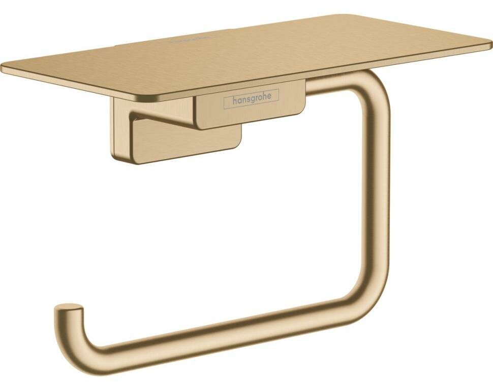 Держатель туалетной бумаги с полкой для телефона Hansgrohe 41772140 AddStoris Держатель для туалетной бумаги с полкой, шлифованная бронза