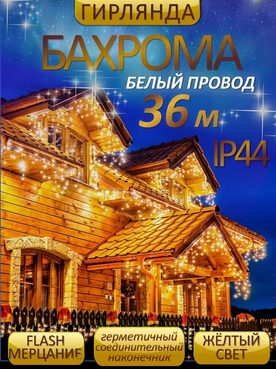 Гирлянда уличная бахрома 36 метров