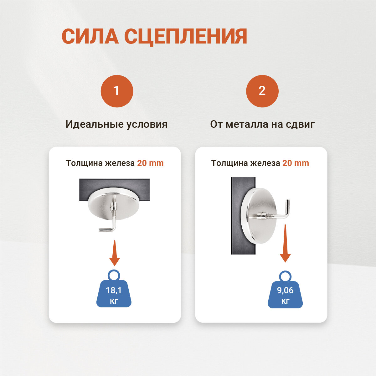 Магниты Крючок магнитный Forceberg, для крепления, 7.5 см, серебристый, с крючком