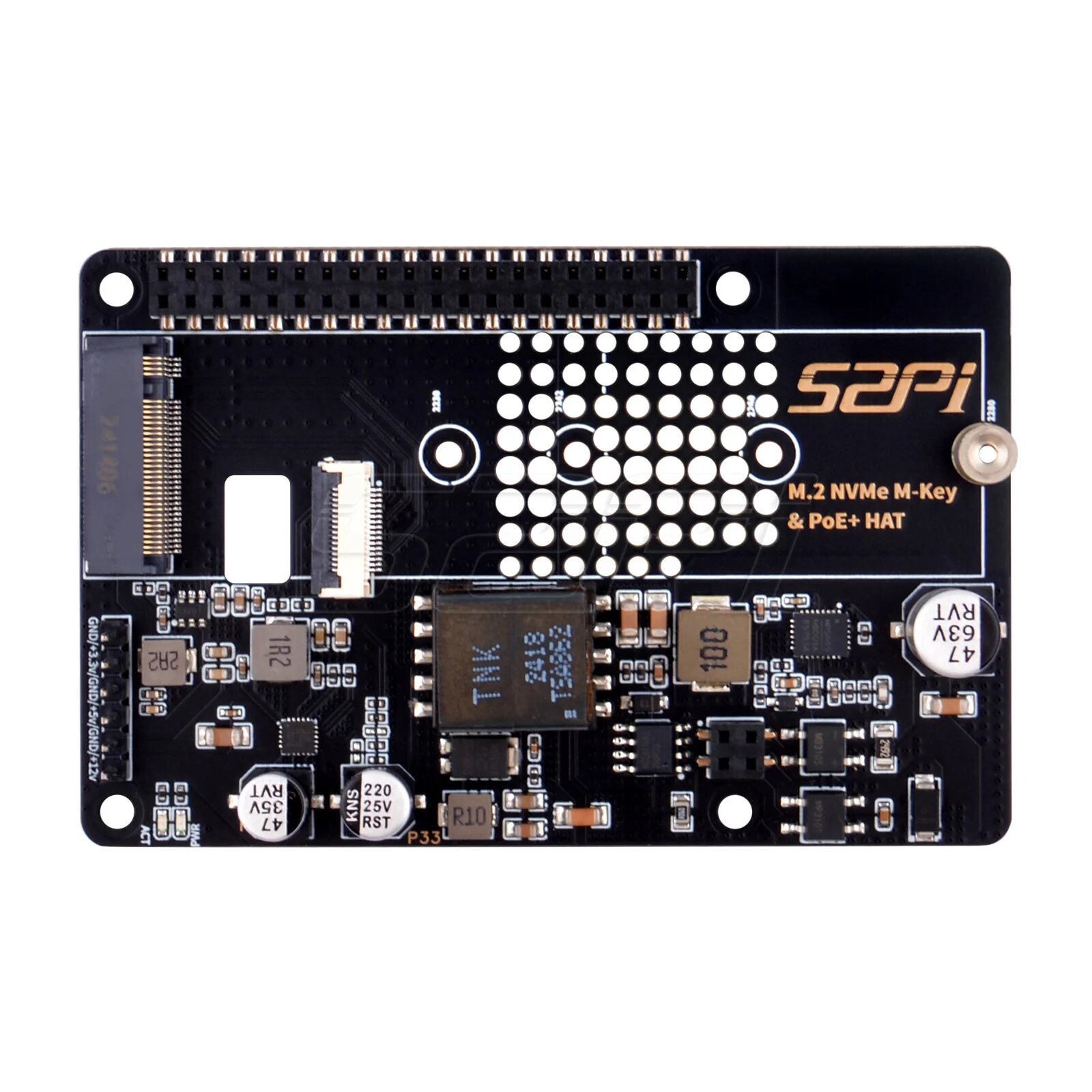 52Pi Шляпа M.2 NVME M-key PoE+ с активным охлаждением для Raspberry Pi 5