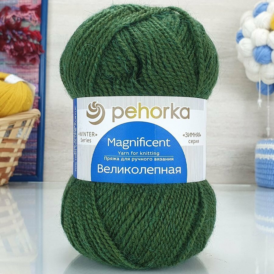 Пряжа Пехорка великолепная 448 св. олива (10 мотков)