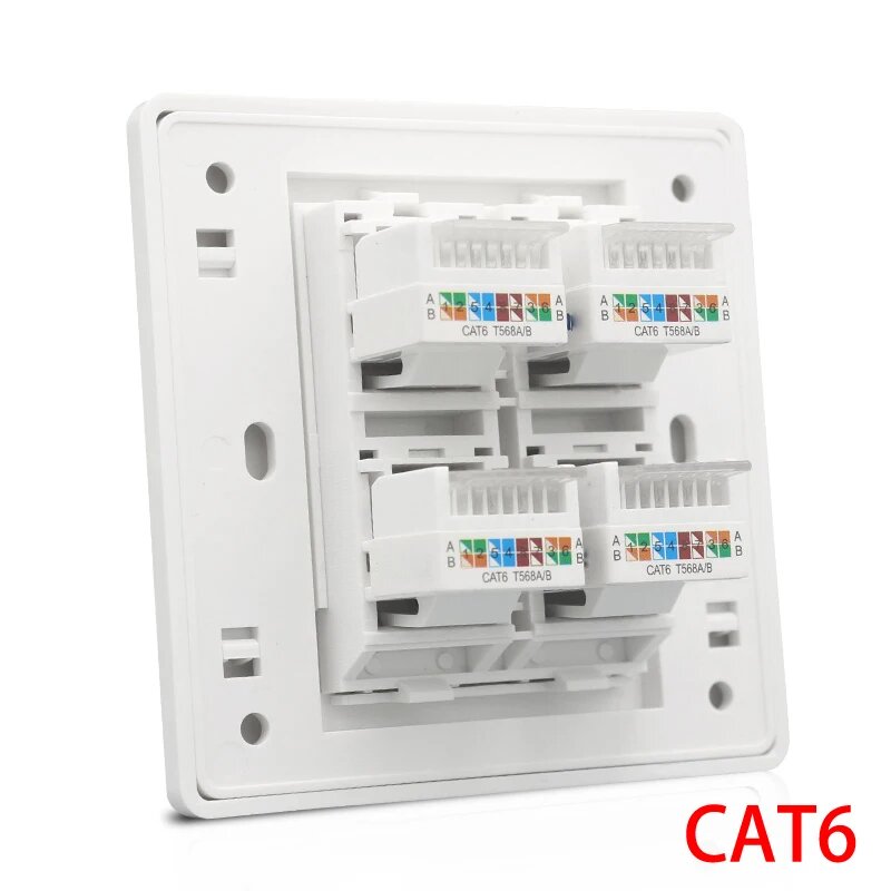 UKITSON Настенная розетка RJ45 4 порта CAT 6 белая