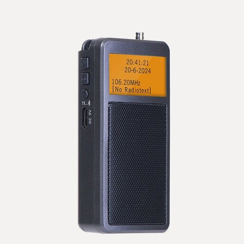 Изображение товара Мини-карманное FM-радио Портативная Bluetooth-радиостанция со светодиодным дисплеем Беспроводной музыкальный плеер Поддержка будильника Наушники, Black