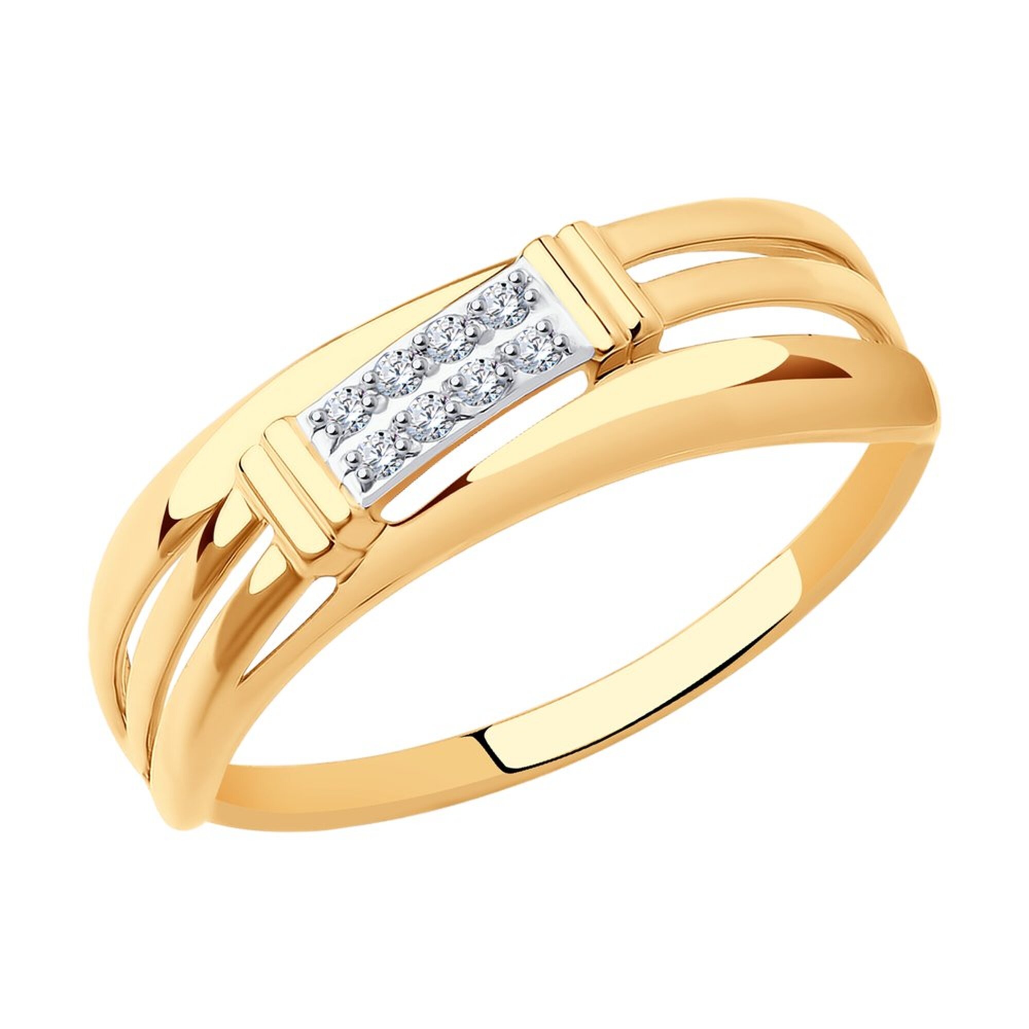Кольцо дорожка Diamant online, красное золото, 585 проба, фианит