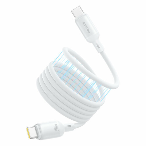 Кабель Baseus PicoGo Magnetic Liquid Silicone Fast Charging Cable USB-C to USB-C 240W 1m Moon White (P10376800211-00)