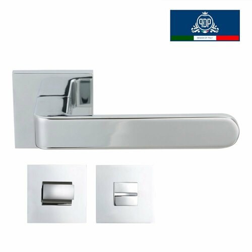 Дверная ручка межкомнатная с фиксатором PDP FEDRA 213.01 с WC.022.01 полированный хром