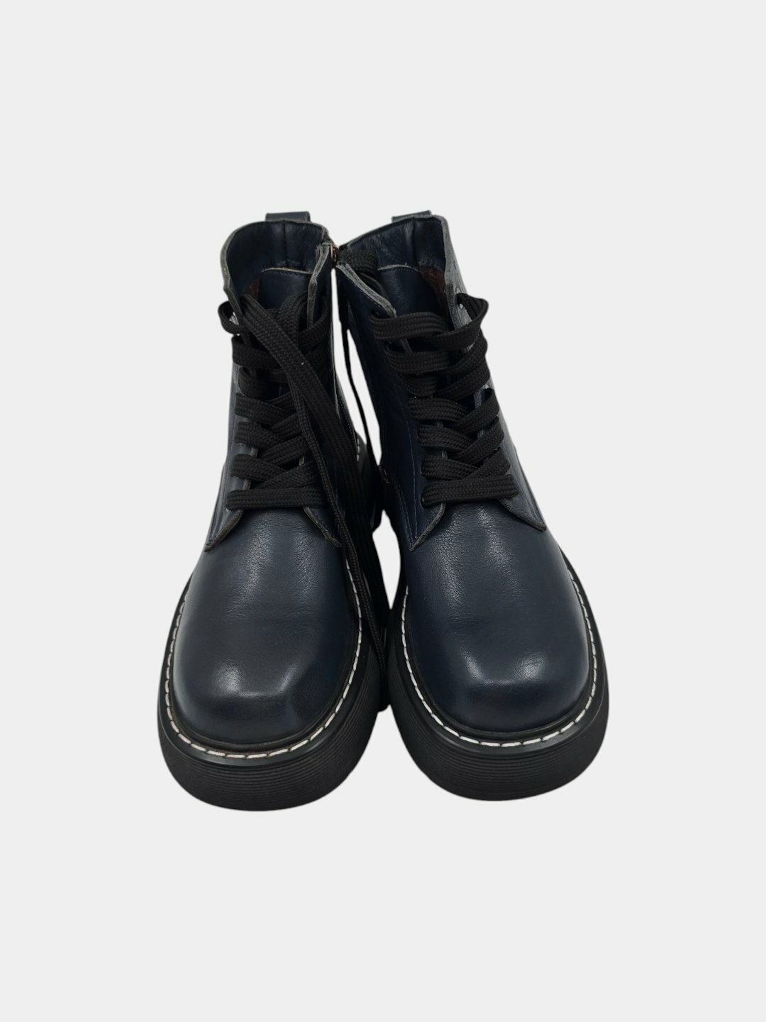 Берцы женские из натуральной кожи утепленные, Турция Синий 37 — фото 1