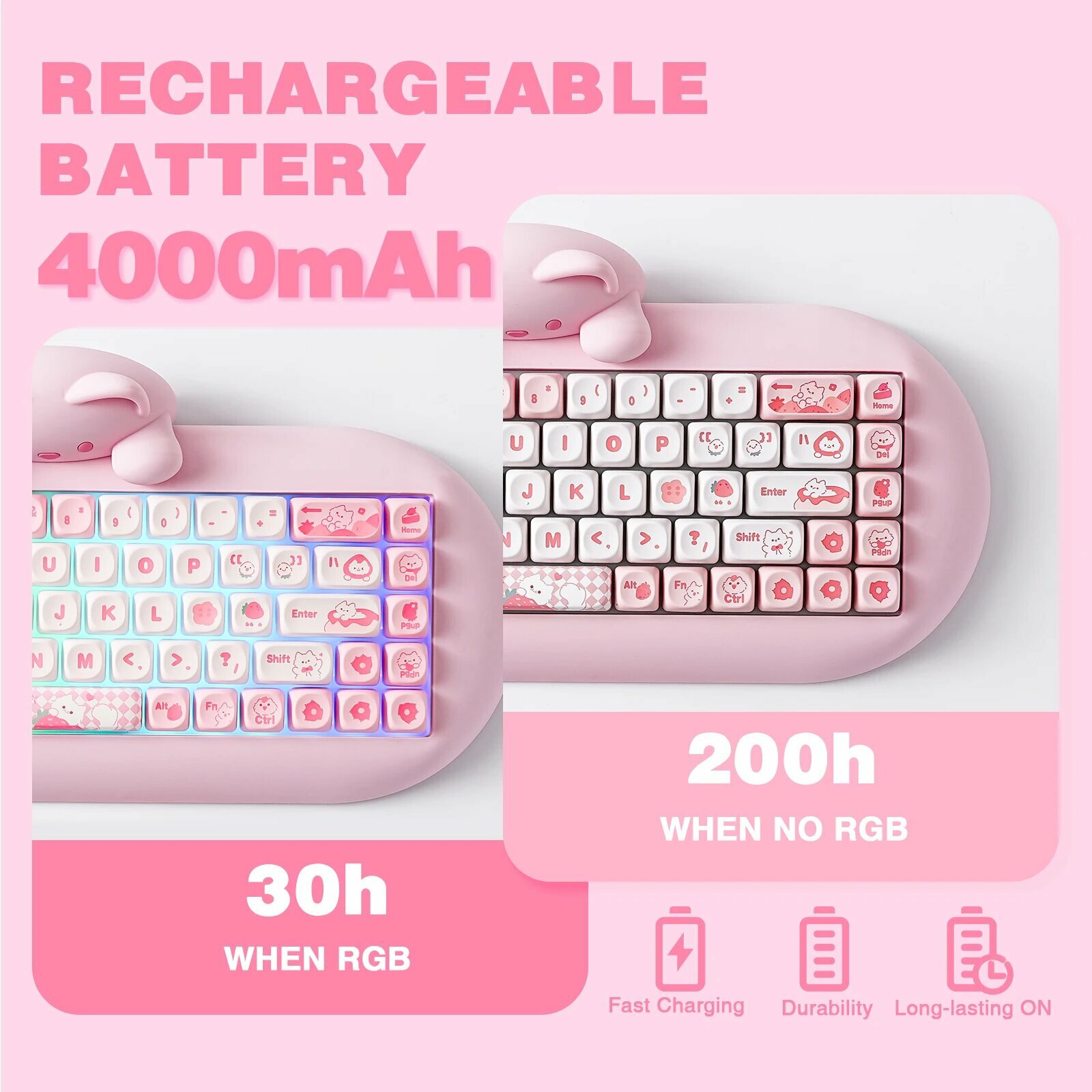 YUNZII C68 розовая 65% механическая игровая клавиатура, Pink, Cocoa Cream V2 — фото 1