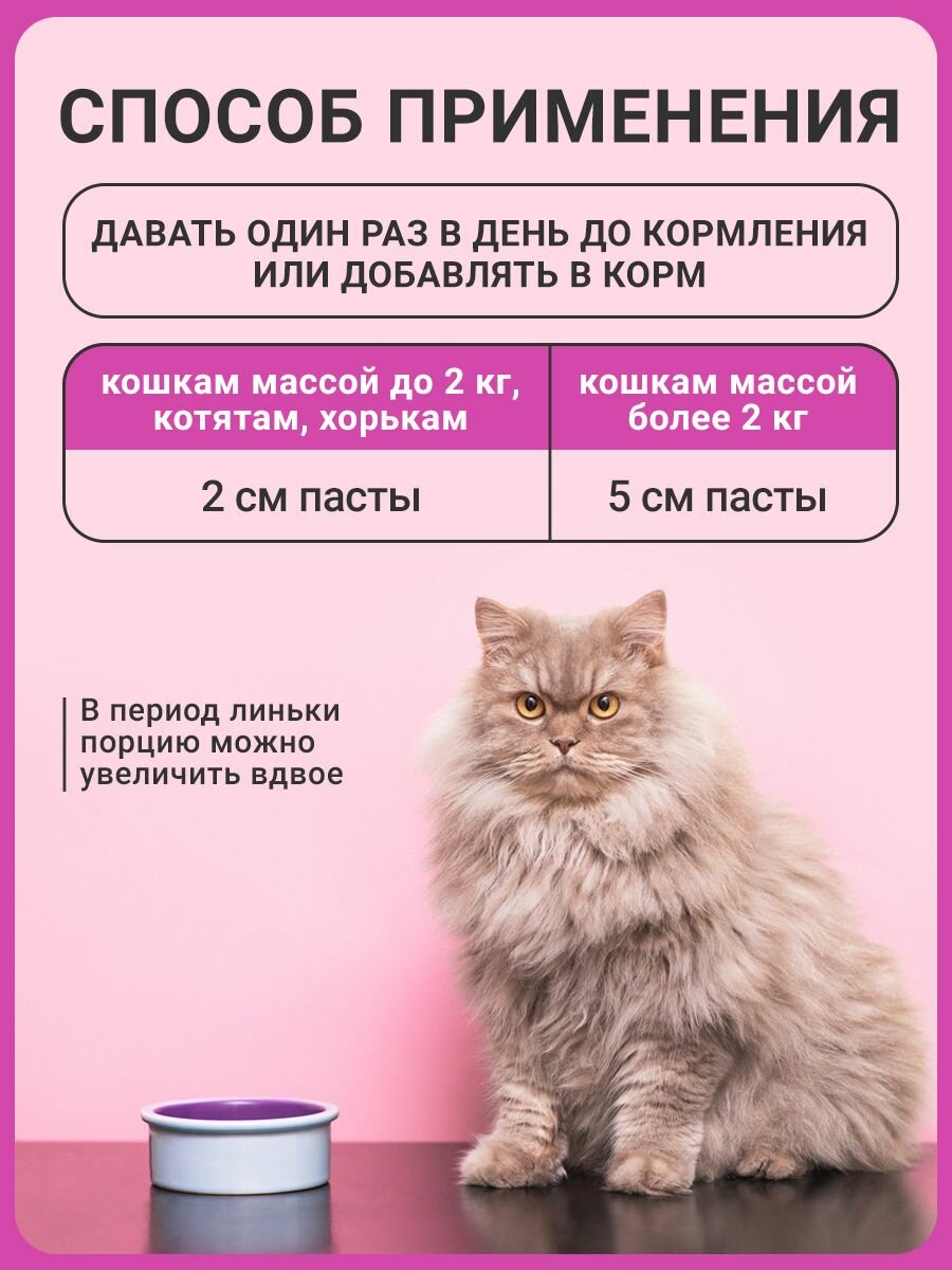 Паста для вывода шерсти кошек и хорьков, мальт-паста для животных Harly 75 мл — фото 1