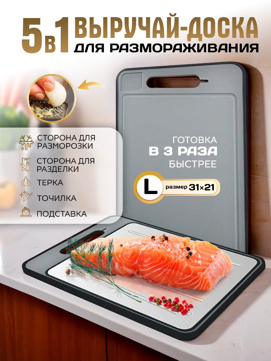 Доска разделочная Conflate, для разморозки продуктов, точилка для ножа, измельчитель для чеснока, нарезка — фото 1