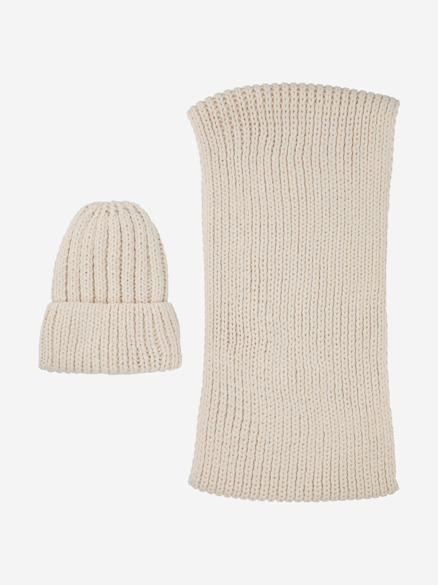 Комплект с головным убором De Mount Women Hat and scarf kit для женщин, 2 предмета, размер one size, светло-бежевый — фото 1