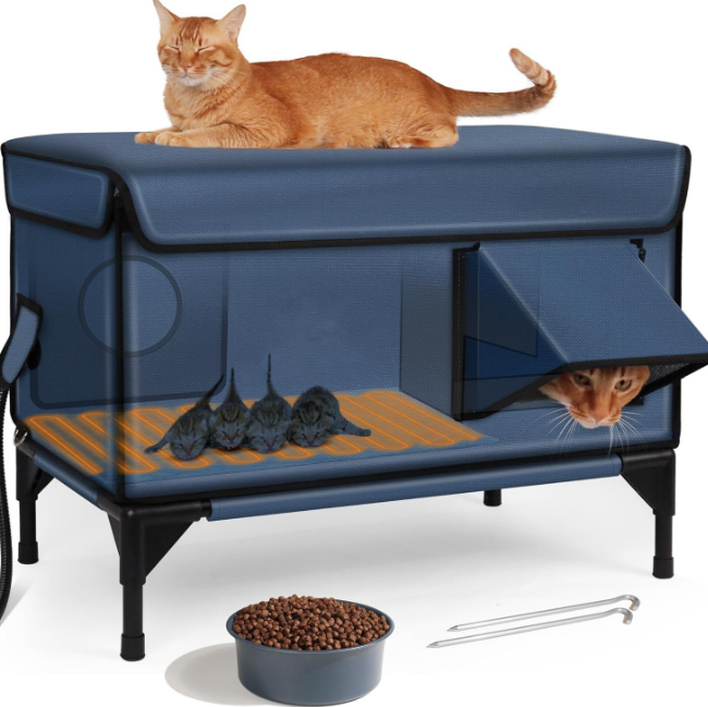 Зимняя комната для кошек  Уличный домик с обогревом для кошек  может отапливаться  водонепроницаема  подходит для улицы  холодной зимы   M 53X33X30 CM