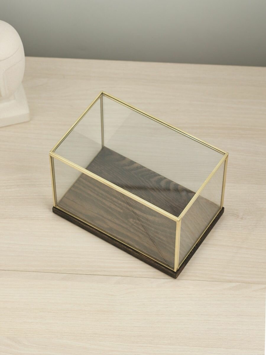 Клош Арт-Птицы "Во французском стиле", из дерева и стекла, золотой цвет — фото 1